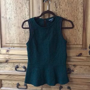 Bebe dark green lace peplum Top
